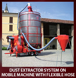 Dust Extractor System on mobile machine with flexible hose